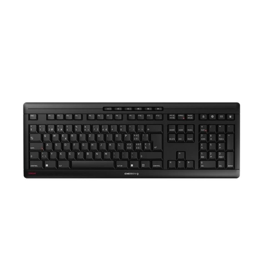 Cherry stream wireless tastiera wireless a rf + usb qwertz svizzere nero