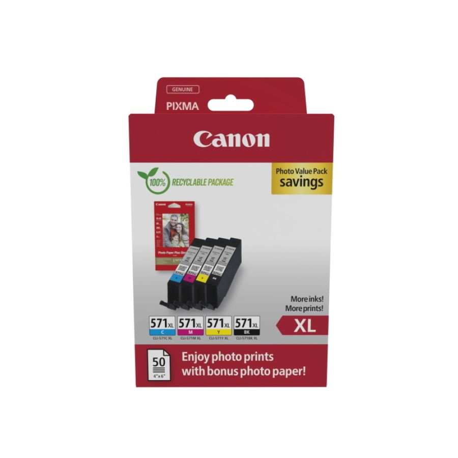 Canon 0332c006 cartuccia d\`inchiostro 4 pz originale resa elevata (xl) nero, ciano, magenta, giallo