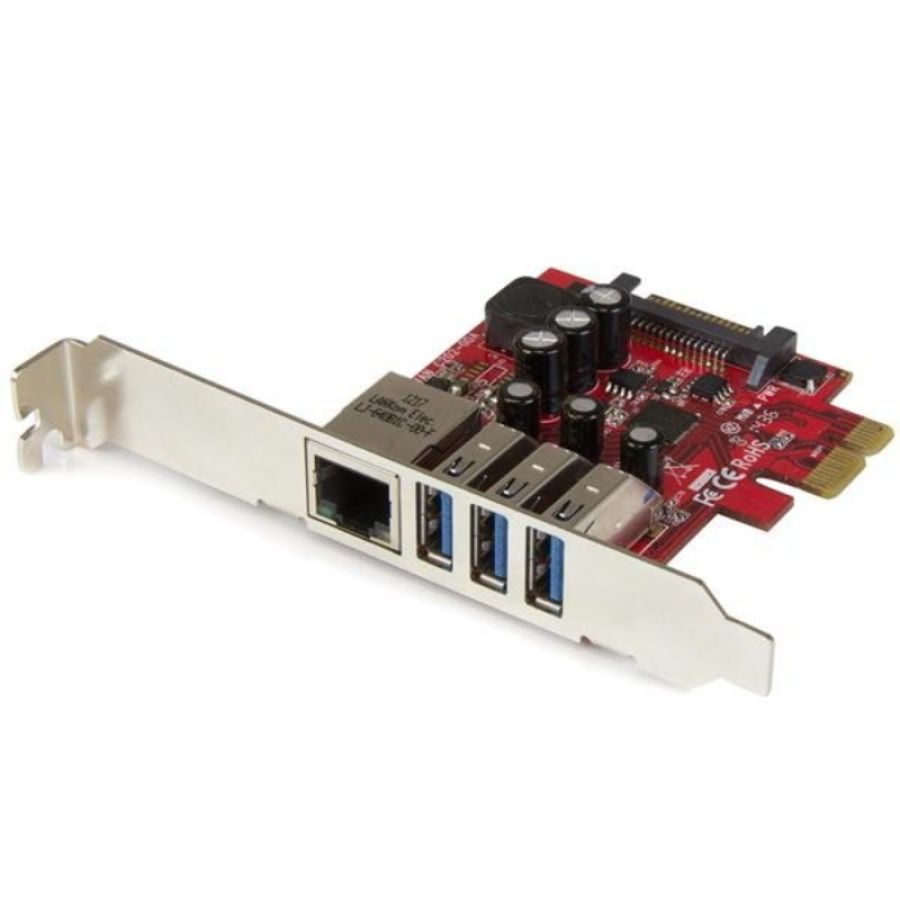 Startech.com scheda espansione pci express usb 3.0 a 3 porte con uasp + gigabit ethernet