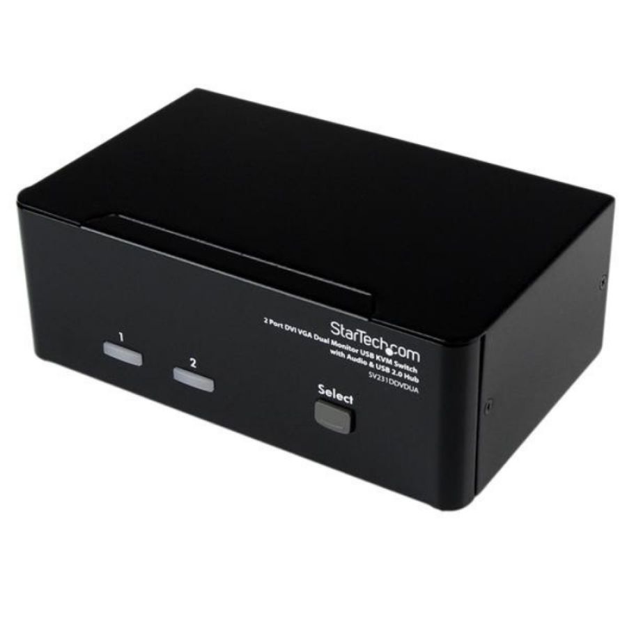Startech.com switch kvm doppio monitor vga dvi 2 porte usb con audio e hub usb 2.0