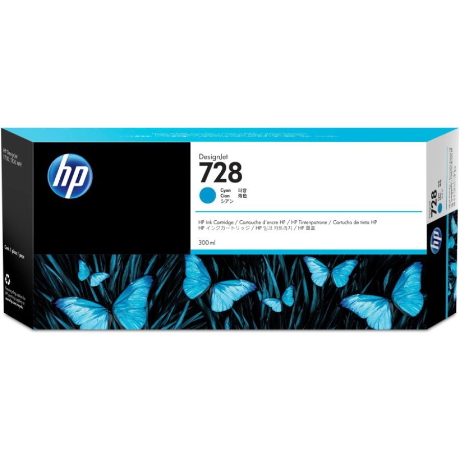 Hp cartuccia inchiostro ciano designjet 728, 300 ml