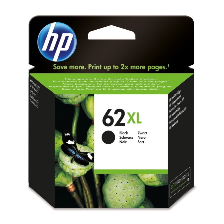 Hp cartuccia originale inchiostro nero ad alta capacità 62xl