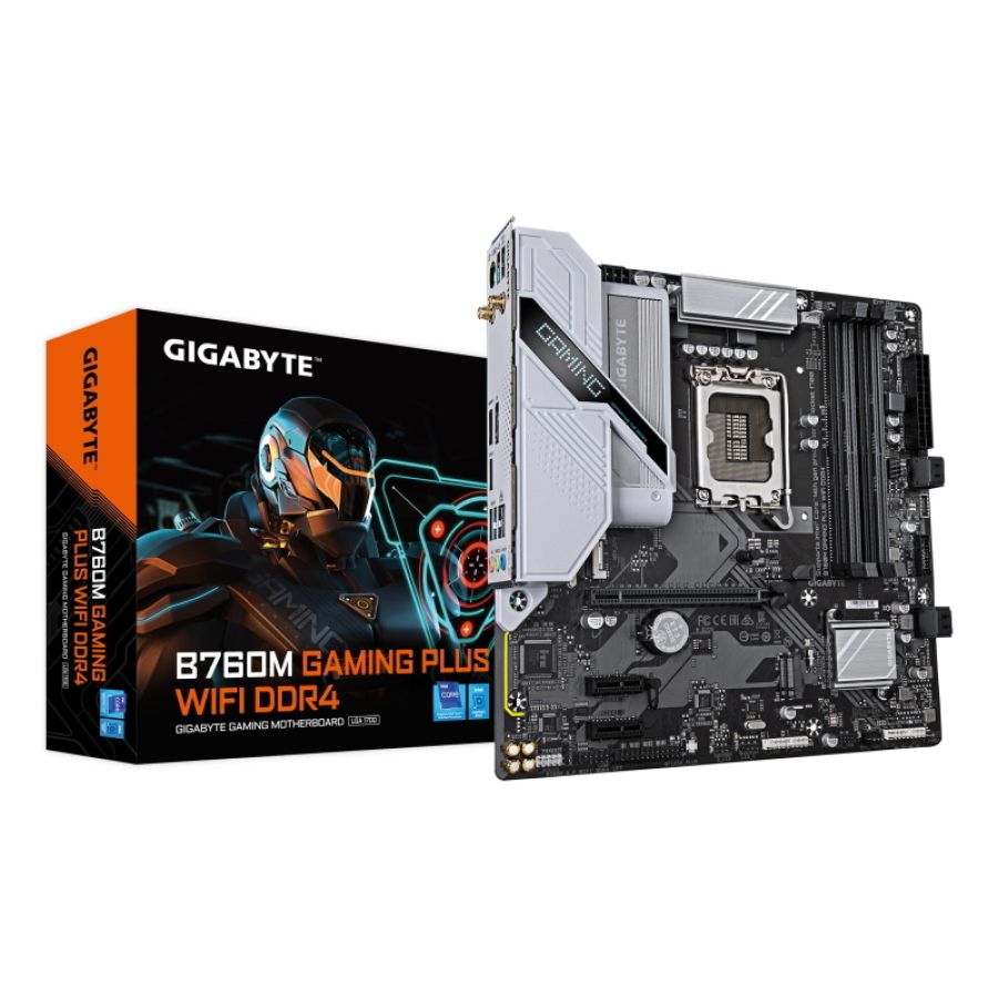Gigabyte b760m gaming plus wifi ddr4 scheda madre - supporta cpu intel core di 14a generazione, vrm a 4+1+1 fasi, fino a 5333