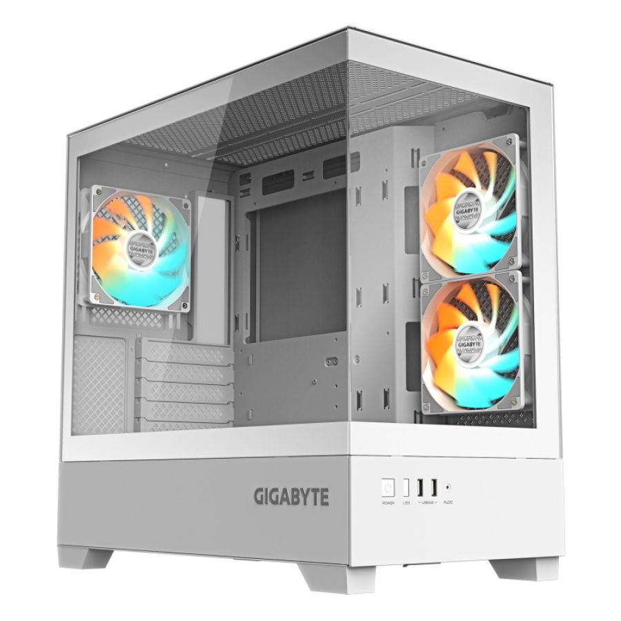 Gigabyte c201 panoramic ice case per pc - mid tower, m-atx, supporto radiatore da 360 mm, 3 ventole preinstallate, usb 3.0,