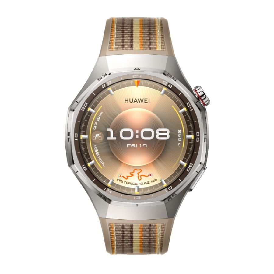 Huawei watch gt6 pro, cassa 46mm in titanio e cinturino marrone. compatibile con ios e android. fino a 21 giorni di autonomia.