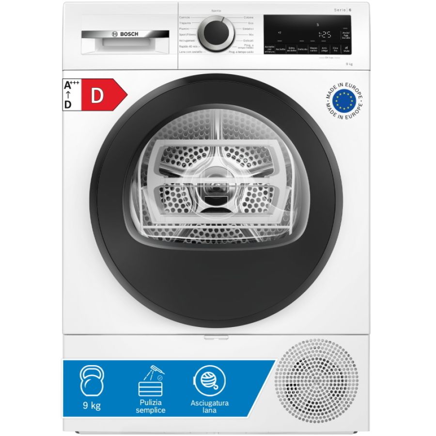 Bosch asciugatrice 9kg display led d wqg24201it