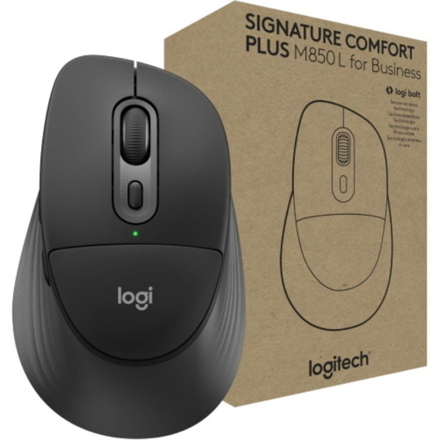 Logitech m850 l for business signature comfort plus mouse wireless sagomato con cuscinetto grafite