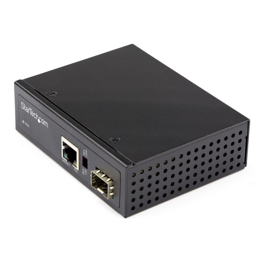 Startech.com media converter fibra a ethernet 60w - convertitore gigabit fibra ottica rame per uso industriale - poe+ media