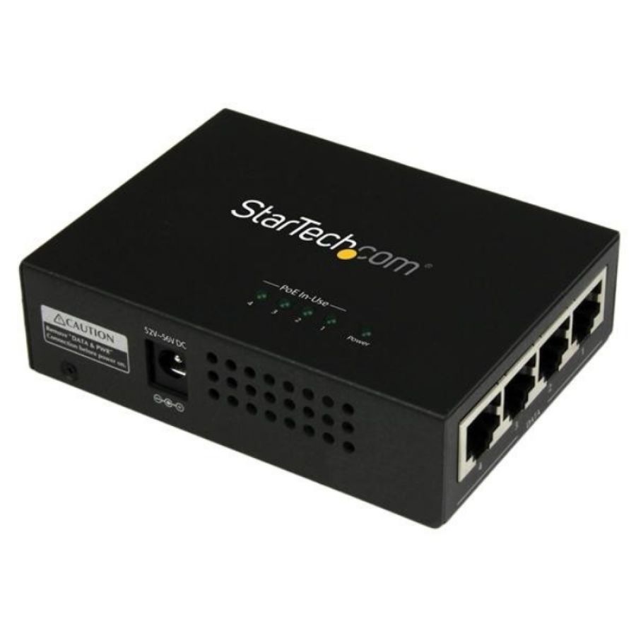 Startech.com iniettore midspan gigabit power over ethernet (poe) a 4 porte - 802.3at/af