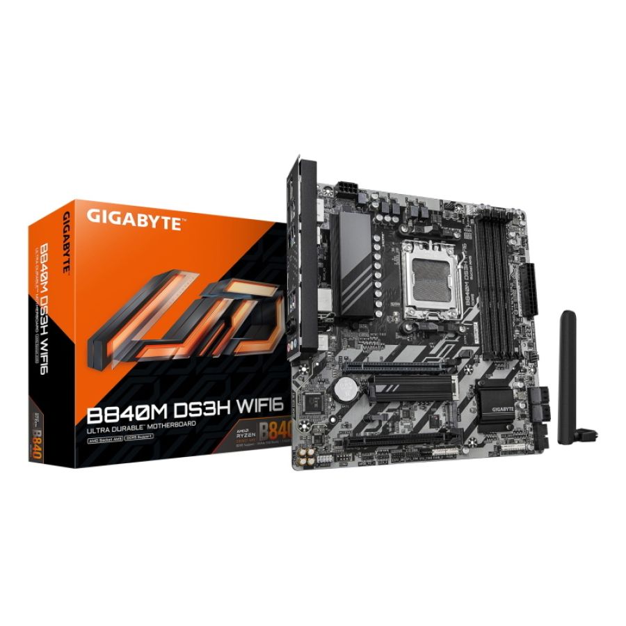 Gigabyte b840m ds3h wifi6 scheda madre - cpu amd ryzen 9000, vrm digitale 8+2+2 fasi, fino a 8200 mhz ddr5, 2 x m.2 pcie 4.0,
