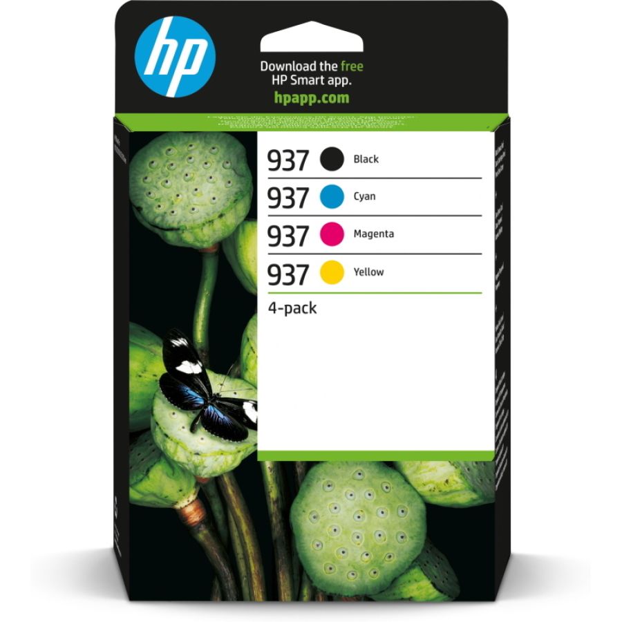 Hp confezione da 4 cartucce di inchiostro cmyk originali 937