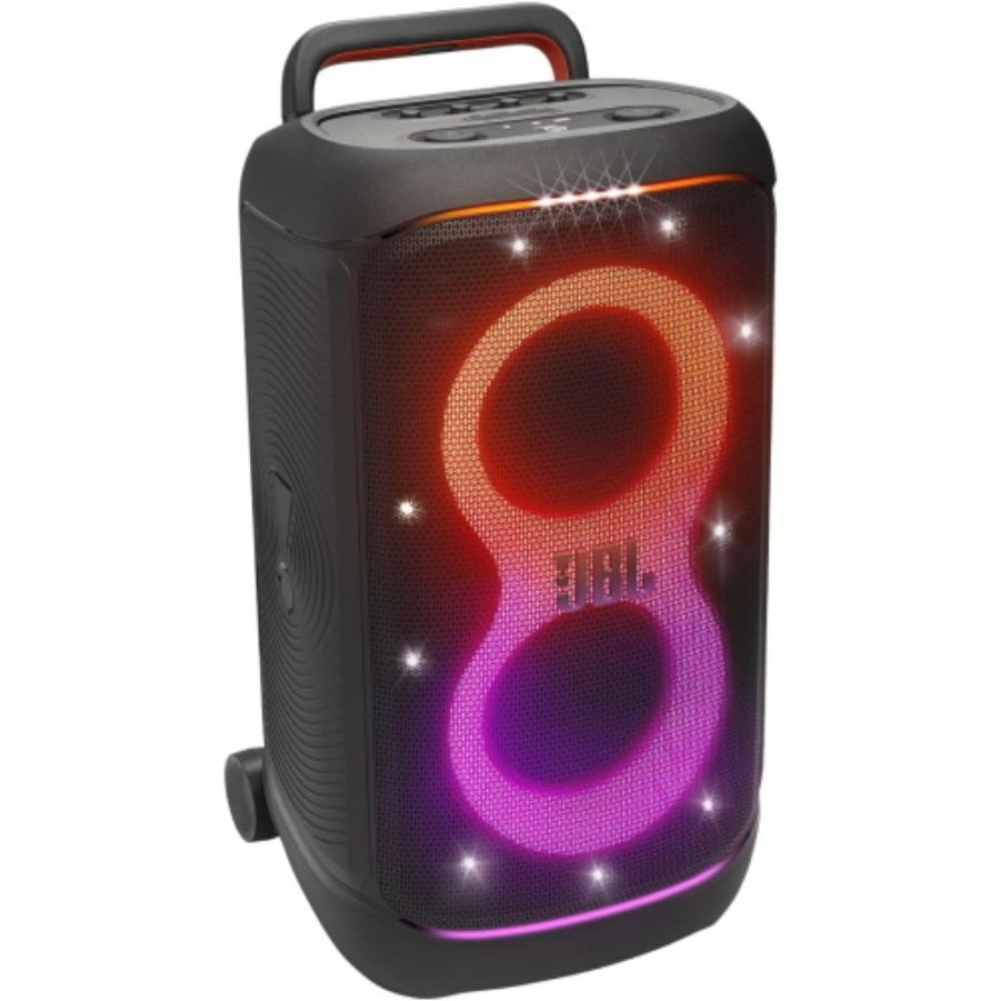 Jbl partybox 520 speaker wireless bluetooth 15 ore di autonomia portatile 400 w splashproof ipx4 ai sound boost connessione multi-speaker auracast, ingresso mic nero