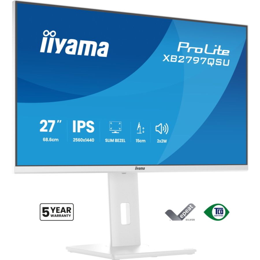 Iiyama prolite xb2797qsu-w1 monitor pc 68,6 cm (27\) 2560 x 1440 pixel quad hd led bianco